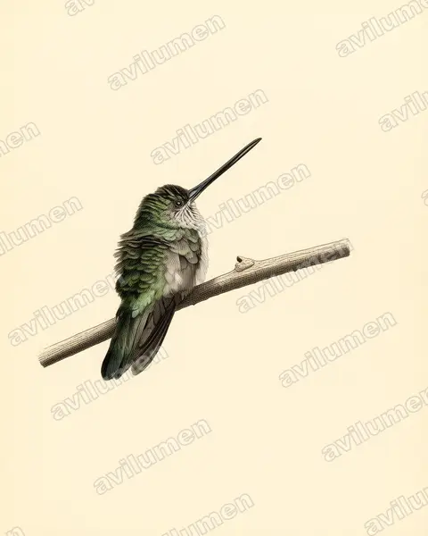 Vintage plate illustration: Androdon aequatorialis (Tooth-billed hummingbird)