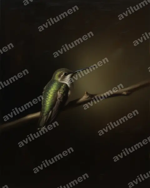 Oil illustration: Androdon aequatorialis (Tooth-billed hummingbird)