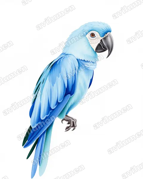 Ilustración en Acuarela: Anodorhynchus glaucus (Guacamayo glauco​)