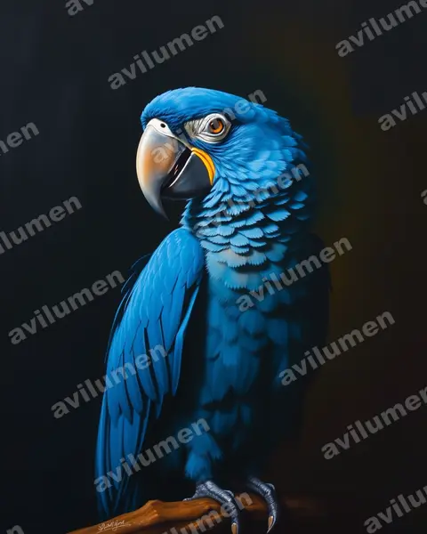 Ilustración en Óleo: Anodorhynchus glaucus (Guacamayo glauco​)