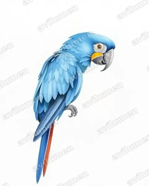 Ilustración en Acuarela: Anodorhynchus hyacinthinus (Guacamayo jacinto)