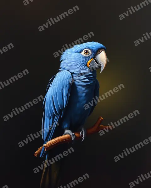 李爾氏金剛鸚鵡（Anodorhynchus leari）的油画插画