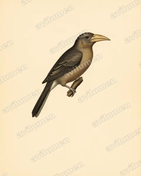 Illustration Planche ancienne : Anorrhinus austeni (Calao d'Austen)