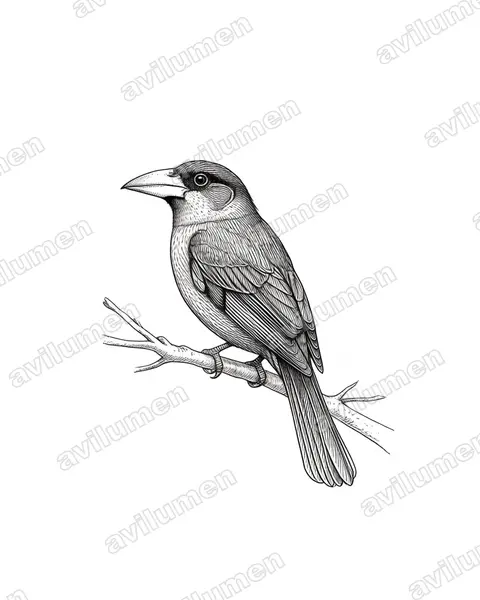 Illustration Encre : Anorrhinus austeni (Calao d'Austen)
