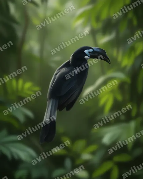 Illustration im Stil Realistisch: Kurzschopfhornvogel (Anorrhinus galeritus)