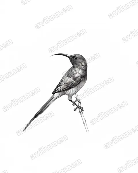 Illustration Encre : Anthobaphes violacea (Souïmanga orangé)