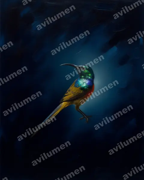 Illustration Huile : Anthobaphes violacea (Souïmanga orangé)