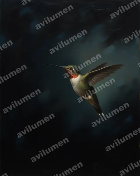 Illustration Huile : Anthocephala berlepschi (Colibri du Tolima)