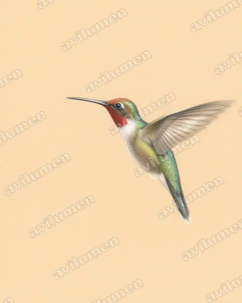 Illustration Crayon de couleur : Anthocephala berlepschi (Colibri du Tolima)