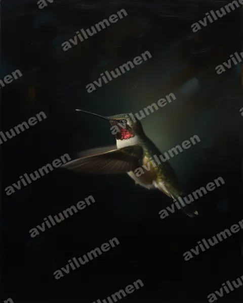 花顶蜂鸟（Anthocephala floriceps）的油画插画
