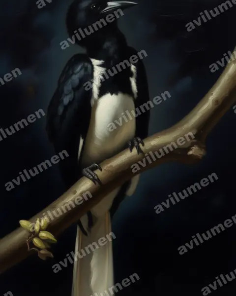 Oil illustration: Anthracoceros albirostris (Oriental Pied Hornbill)