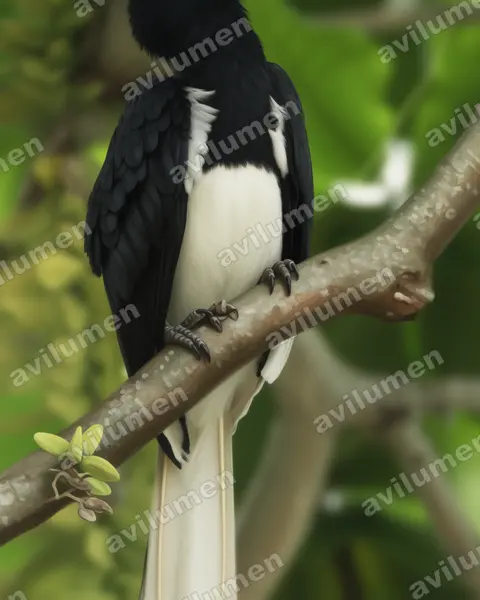 Realistic illustration: Anthracoceros albirostris (Oriental Pied Hornbill)