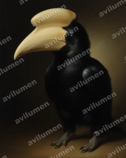 Illustration im Stil Öl: Malaien-Hornvogel (Anthracoceros malayanus)