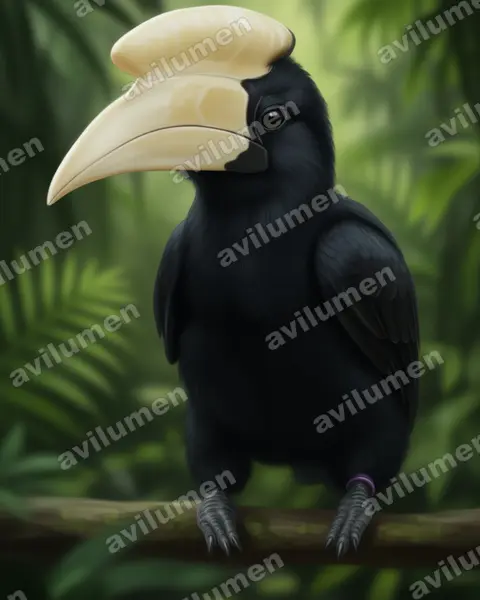 Illustration im Stil Realistisch: Malaien-Hornvogel (Anthracoceros malayanus)