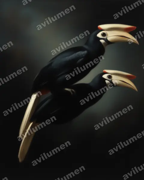 Oil illustration: Anthracoceros marchei (Palawan Hornbill)