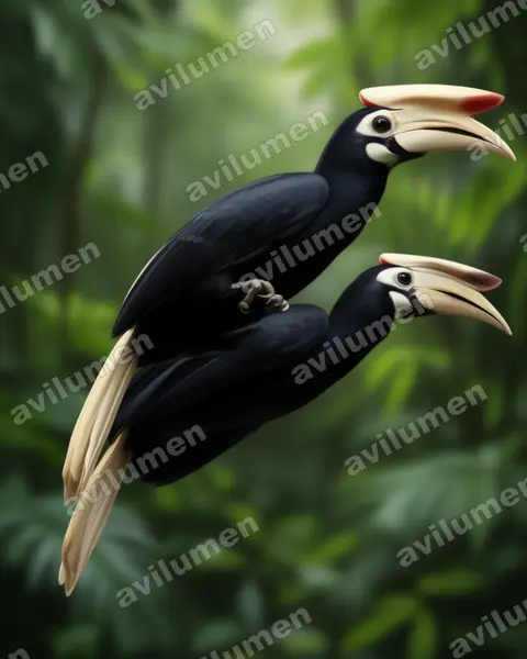 Realistic illustration: Anthracoceros marchei (Palawan Hornbill)