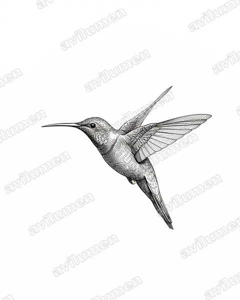 Illustration im Stil Tusche: Dominikanermangokolibri (Anthracothorax dominicus)