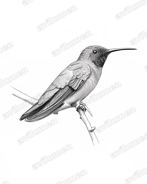Ilustración en Tinta: Anthracothorax prevostii (Mango pechiverde​)