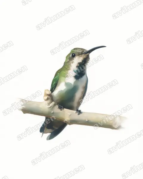 Illustration im Stil Aquarell: Veragua-Mangokolibri (Anthracothorax veraguensis)
