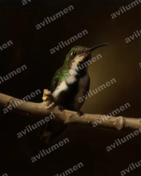 Illustration im Stil Öl: Veragua-Mangokolibri (Anthracothorax veraguensis)