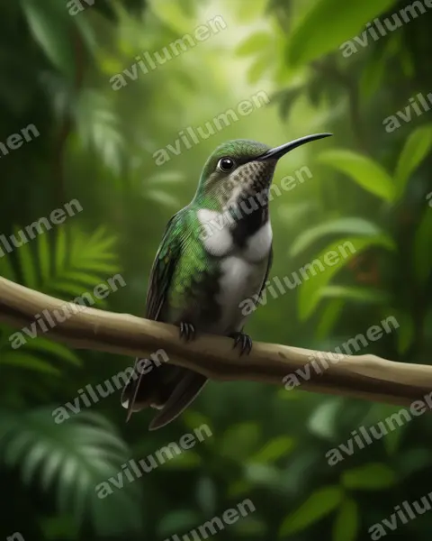 Illustration im Stil Realistisch: Veragua-Mangokolibri (Anthracothorax veraguensis)