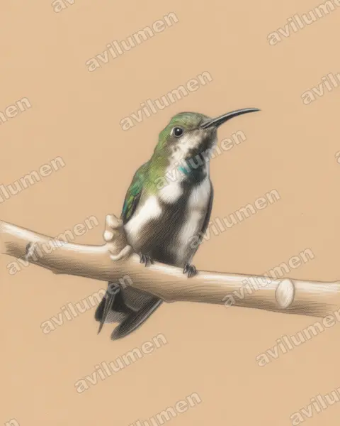 Illustration im Stil Buntstift: Veragua-Mangokolibri (Anthracothorax veraguensis)