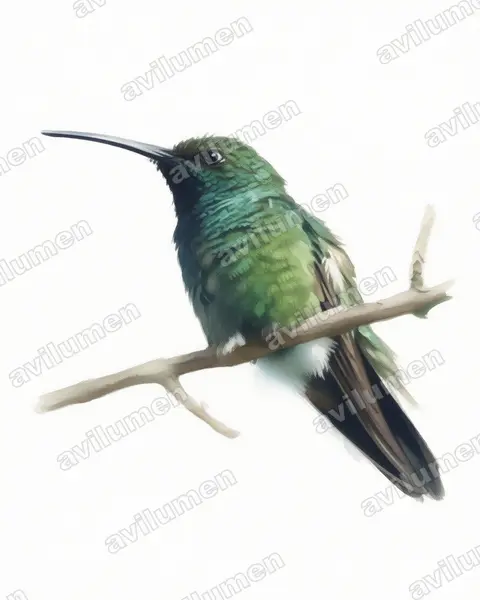 Ilustración en Acuarela: Anthracothorax viridigula (Mango gorgiverde​)