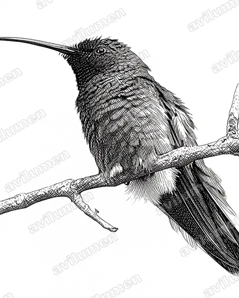 Ilustración en Tinta: Anthracothorax viridigula (Mango gorgiverde​)