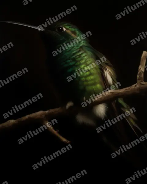 Ilustración en Óleo: Anthracothorax viridigula (Mango gorgiverde​)