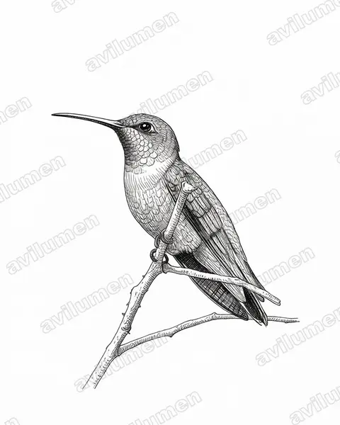 Ilustración en Tinta: Anthracothorax viridis (Mango portorriqueño​)