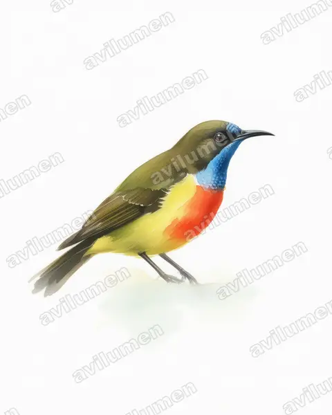 Anchieta's sunbird（Anthreptes anchietae）的水彩插画