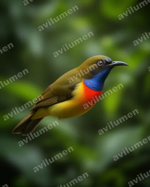 Anchieta's sunbird（Anthreptes anchietae）的写实插画
