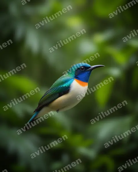Illustration im Stil Realistisch: Violet-tailed Sunbird (Anthreptes aurantius)