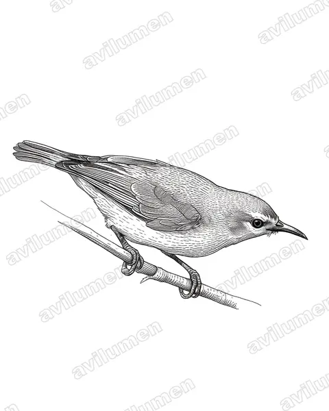 Illustration Encre : Anthreptes gabonicus (Souïmanga brun)