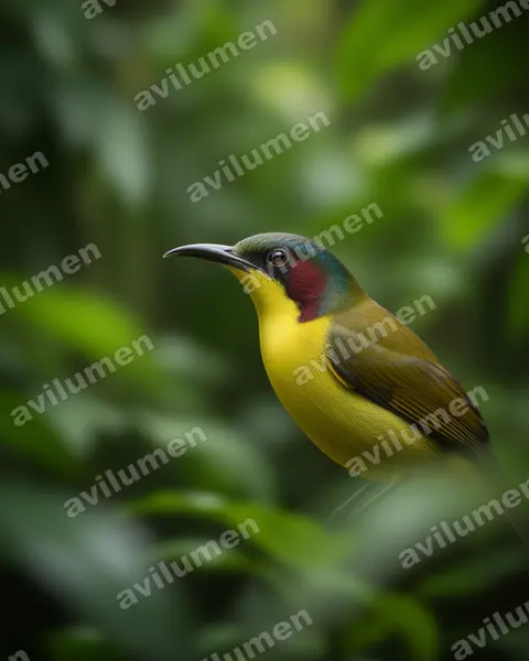Illustration im Stil Realistisch: Grey-throated Sunbird (Anthreptes griseigularis)