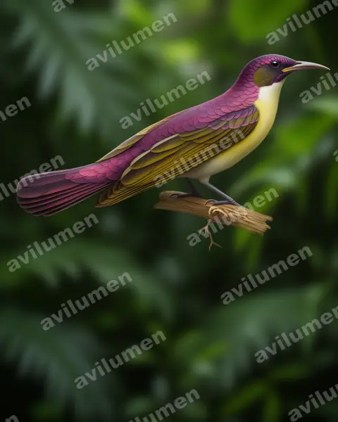 Illustration Réaliste : Anthreptes longuemarei (Souïmanga violet)