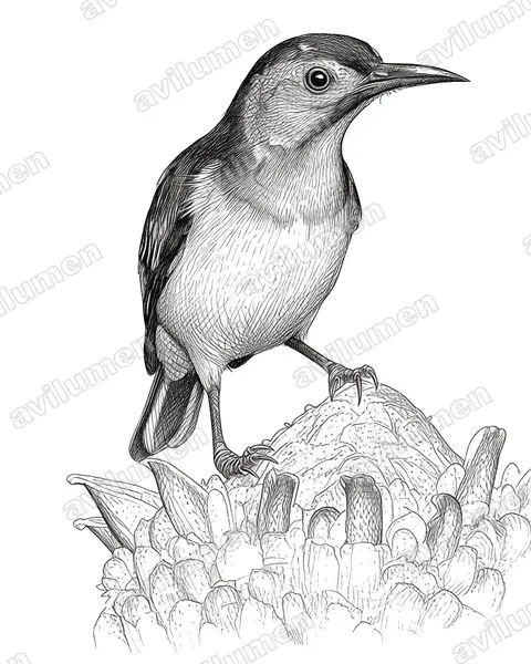 Illustration Encre : Anthreptes malacensis (Souïmanga à gorge brune)