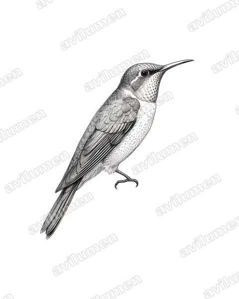 Ink illustration: Anthreptes neglectus (Uluguru Violet-backed Sunbird)