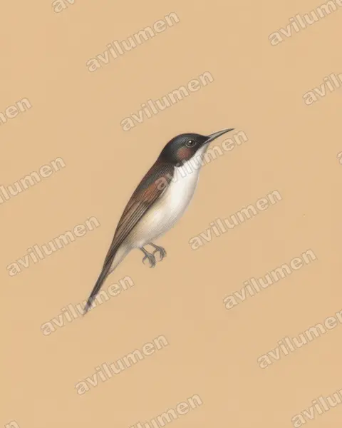 Colored pencil illustration: Anthreptes neglectus (Uluguru Violet-backed Sunbird)