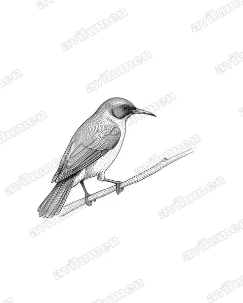 Ilustración en Tinta: Anthreptes orientalis (Suimanga keniata)