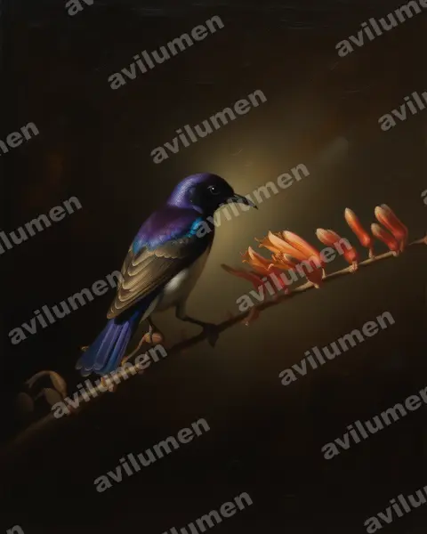 Ilustración en Óleo: Anthreptes orientalis (Suimanga keniata)