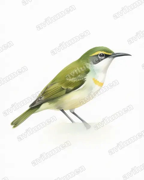 Illustration im Stil Aquarell: Grey-chinned Sunbird (Anthreptes rectirostris)