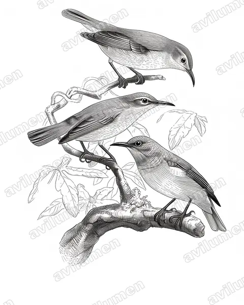 Illustration im Stil Tusche: Grey-chinned Sunbird (Anthreptes rectirostris)