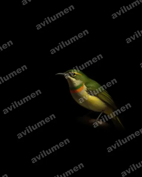 Illustration im Stil Öl: Grey-chinned Sunbird (Anthreptes rectirostris)