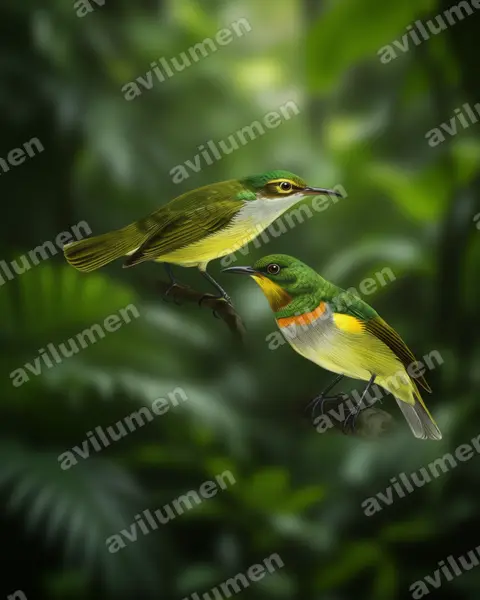 Illustration im Stil Realistisch: Grey-chinned Sunbird (Anthreptes rectirostris)