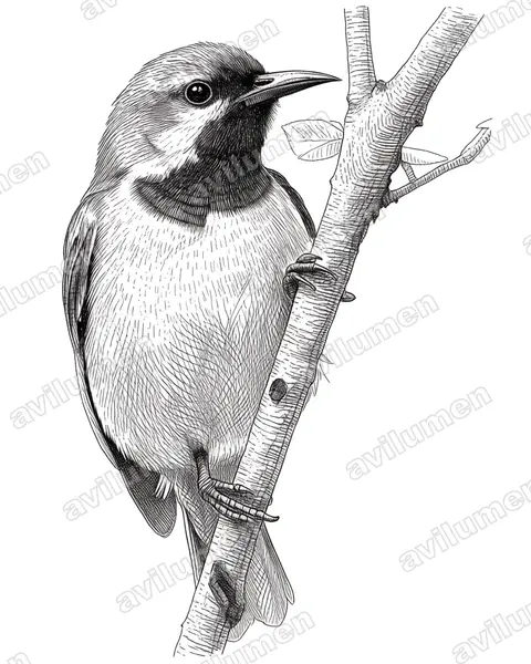Illustration im Stil Tusche: Plain-backed Sunbird (Anthreptes reichenowi)