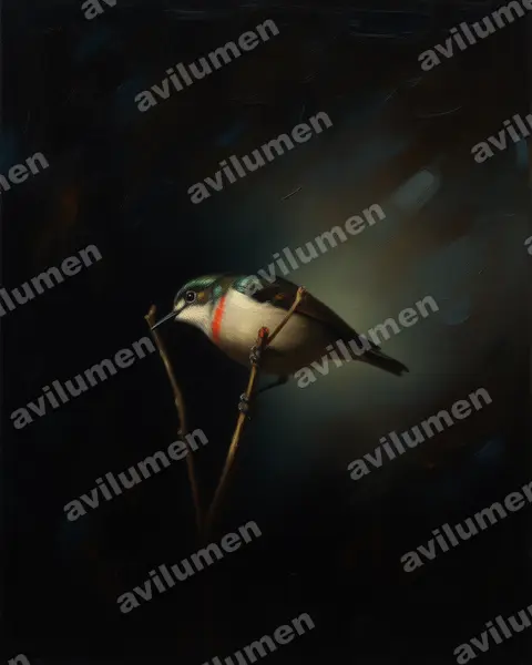 Oil illustration: Anthreptes rubritorques (Banded Green Sunbird)