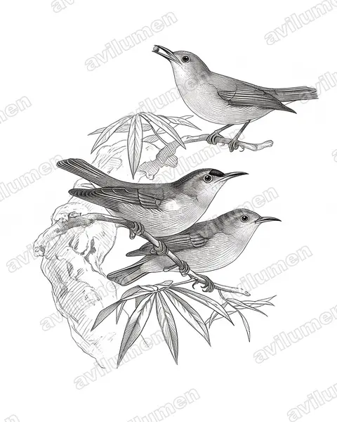 Illustration im Stil Tusche: Plain Sunbird (Anthreptes simplex)