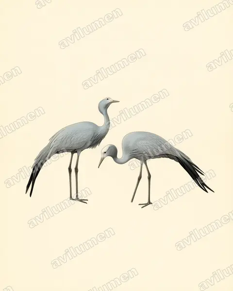 Illustration Planche ancienne : Anthropoides paradiseus (Grue de paradis)