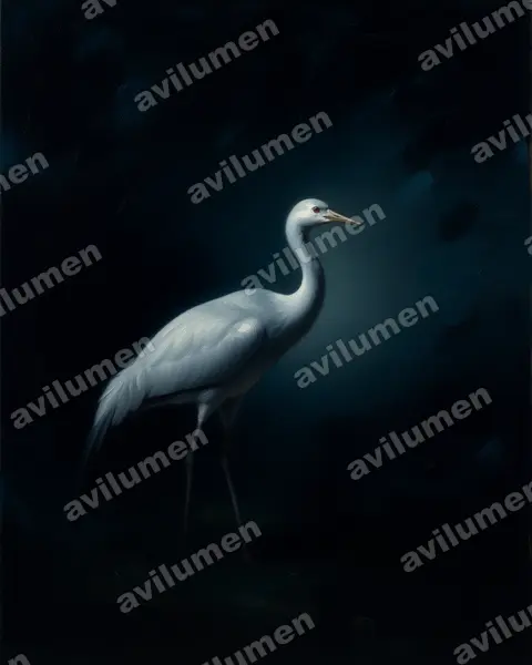 Illustration Huile : Anthropoides paradiseus (Grue de paradis)